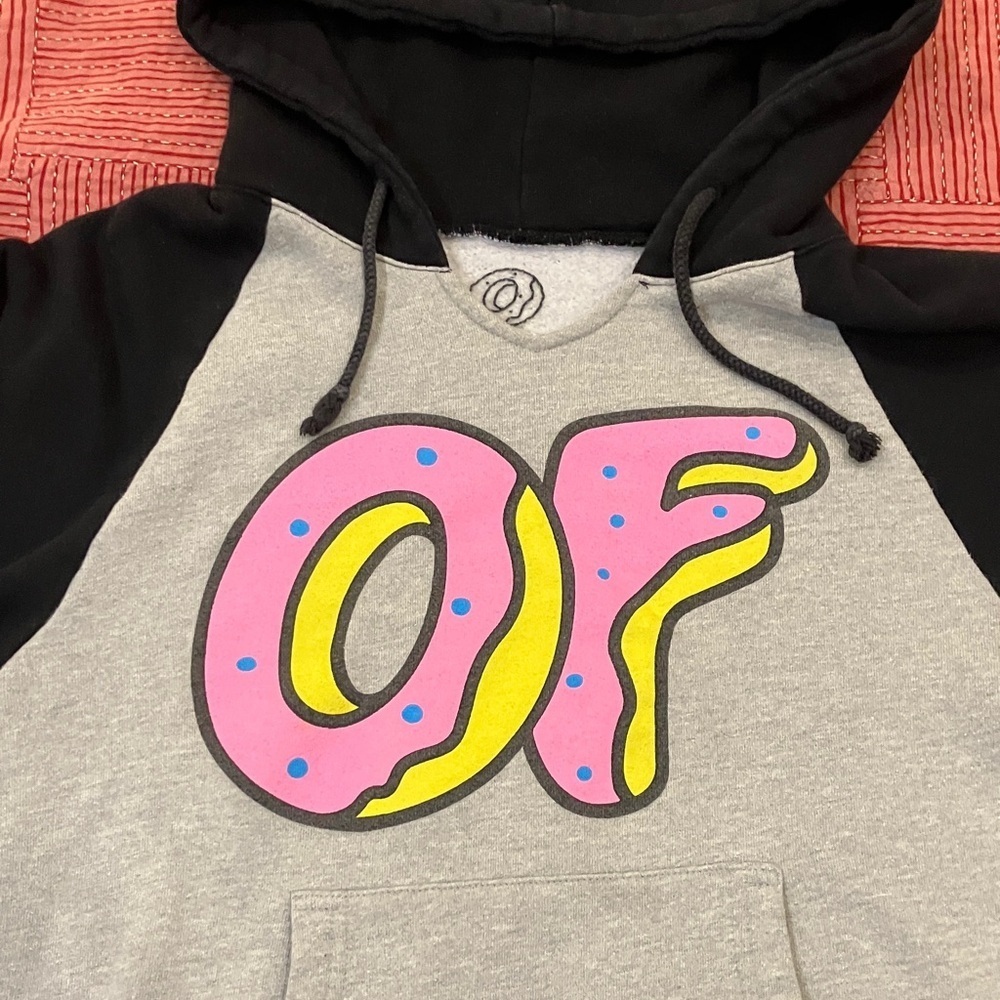 Odd Future large fitted Black and Gray Hoodie with Colorful donut Logo - Picture 2 of 11